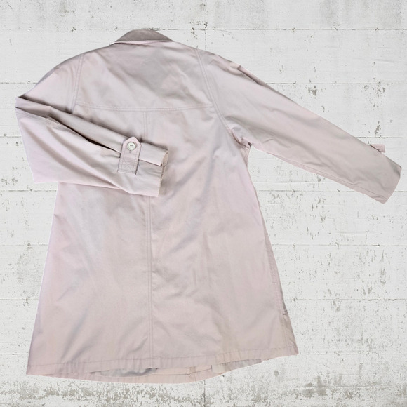 70s Vintage Pink Utility USA Union Made Button London Fog Trench Coat Size 12P - Picture 10 of 10